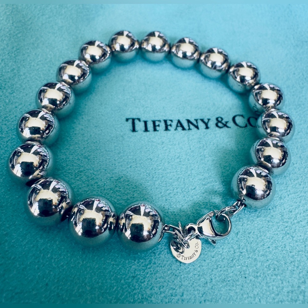 Tiffany & Co. Sterling Silver HardWear 9.5mm Bead Ball Bracelet 8.3 Inches - Picture 2 of 6